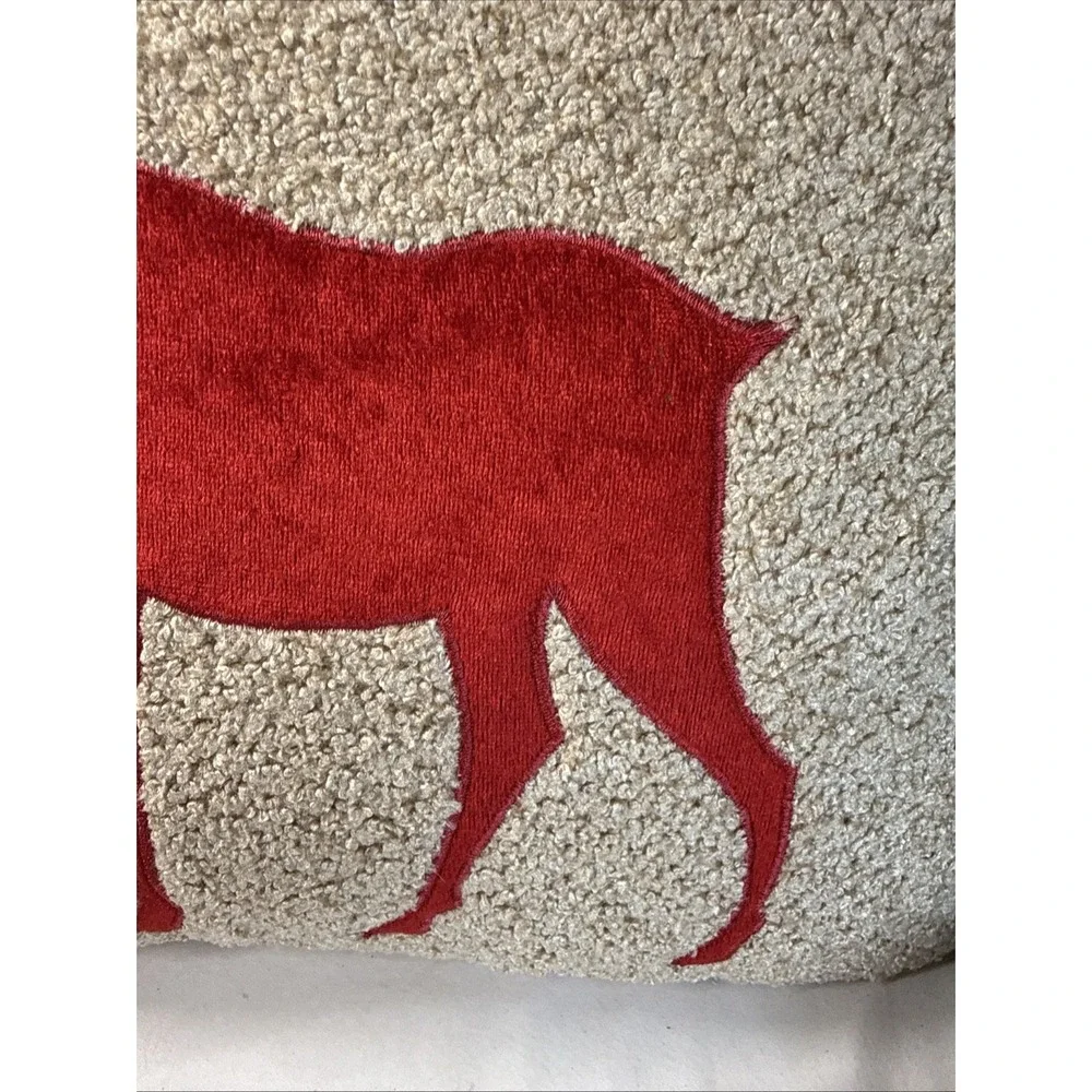 Secret Celebrity DownThrow Pillow Red Crushed Velvet Moose Red Rope Trim 18